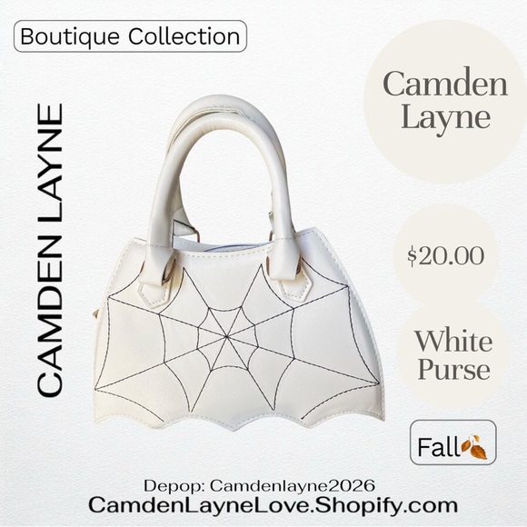 Camden Layne Handbags - Camden Layne White Mini Bag with Spider Web Design